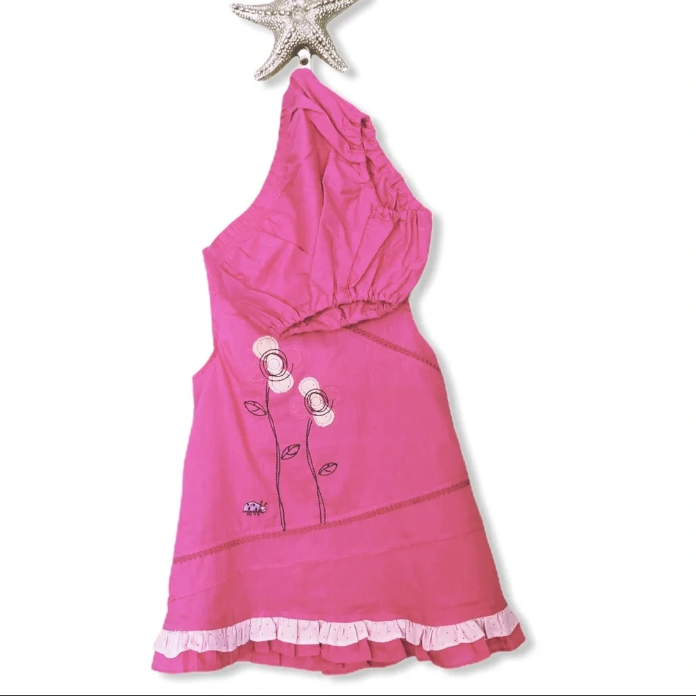 12 Month New Agabang Dress Linen Cotton Embroidered Appliques Pink‎ Toddlers